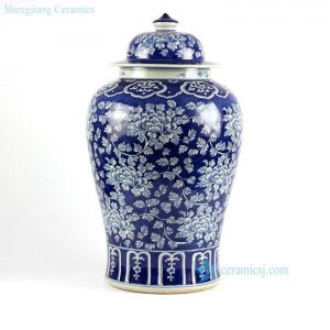 RYLU47-S   Blue and white floral pattern chinese blue and white ginger jar