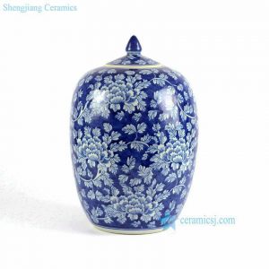 RYLU71-A-C   Elegant blue and white ceramic wholesale cookie jar