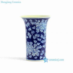RYLU75   PEONY flower pattern hand painted blue and white ceramic vases for cheap 