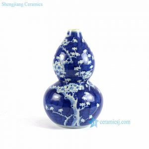 RYLU76-A/B  calabash shaped blue and white hand painted ceramic vases wholesale 
