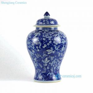 RYLU77-A-C    Hand painted blue and white porcelain collectible cookie jar