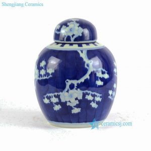 RYLU80  Blue and white hand painted plum blossom pattern Small tea jar