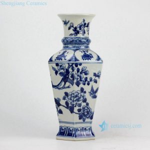 RYUK27      Hand painted blue and white medium large flower vases cheap 