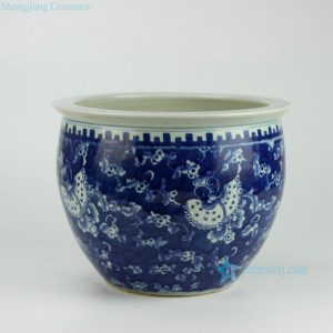RYWD17     Hand painted blue and white large ceramic plant pot vat