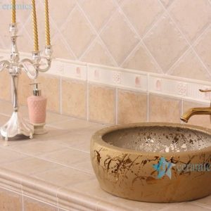 RYXW695   Golden thicken wall round ceramic indoor sink basin