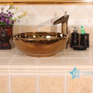 RYXW696    Golden mirror glazed ceramic restaurant wash basin