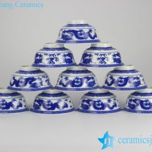 RYYY35-E  Factory outlet blue and white oriental flying dragon pattern ceramic table ware