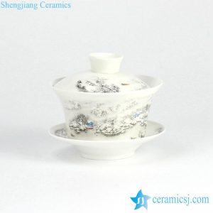 RYYY38-F   Winter snow landscape pattern ceramic tea tureen