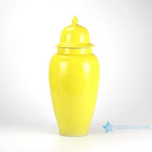 RZBF08   Lemon solid color glazed slim ceramic temple jar