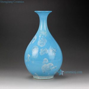 RZCU12    Crystal glaze blue ceramic flower vase