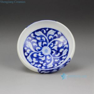 RZDW20    Oriental style hand paint blue and white floral pattern round ceramic tea cup