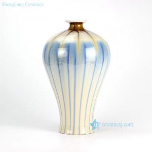 RZEK02-B  Transitional sky blue stripe short neck pottery vase