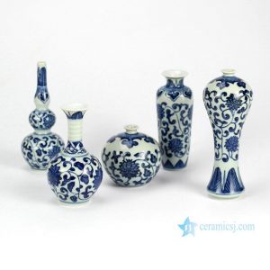 RZEV01-D   Hand paint antique finish porcelain blue white vase