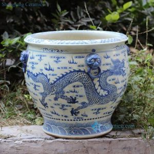 RZFH03-C   Hand paint blue and white flying dragon pattern wholesale ceramic large garden pots