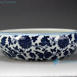 RZGX01    Oriental interlock branch lotus mark blue and white small clay bowl