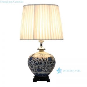DS40-MA    Popular blue white floral mark ceramic round antique jar lamps