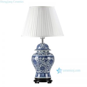 DS46-RZFU     New retail blue white floral pattern ceramic ginger jar lamp for reading