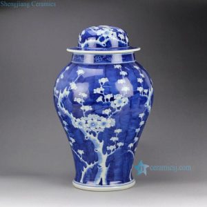 DS65-RYLU     Hand paint blue white ceramic winter sweet pattern factory outlet small ceramic ginger jar lamps