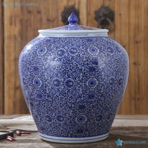 RZAP04-B        Blue and white floral pattern large volume ceramic water jar