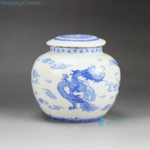 RZGK01    Airtight hand paint blue and white Chinese dragon pattern sealed ceramic mini jar