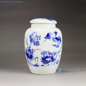 RZGL02   Low price blue and white mandarin fish and lotus pattern ceramic mason jar
