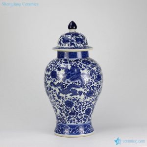 RZGM02    Blue and white dragon floral pattern ceramic gift jar