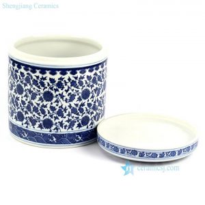 RZHI01   Hand paint blue and white elegant ceramic tea jar