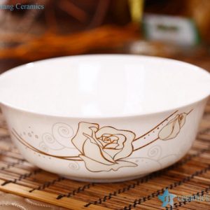 RZHY01-A    6'' top grade golden rose mark bone china ceramic noodle bowl