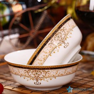 RZHY01-C    6" Golden Vienna bone china ceramic bowl microwave 
