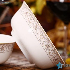 RZHY01-D    6" top grade bone china golden rim microwavable ceramic bowls 