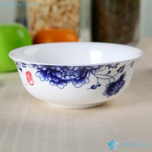 RZHY01-F  blue and white wealthy peony mark top garde bone china ceramic serving bowl