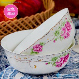 RZHY01-K  Golden rim rose mark fine bone china colorful ceramic bowls 