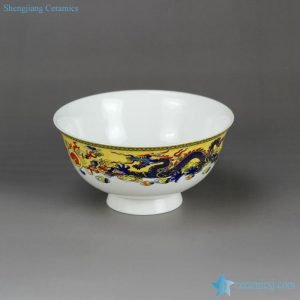 RZHY02-C   Colored dragons palying with firing ball mark fine bone china table set bowl