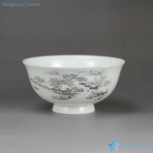 RZHY02-E  Snow white town mark white bone china individual ceramic dinner bowl