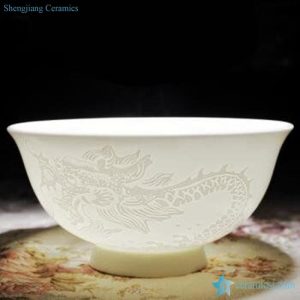 RZHY02-F  Pure white classic chinese dragon mark bone china daily use bowl