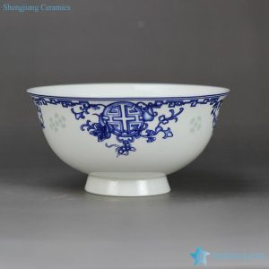 RZHY02-L     rice grain pattern blue and white happiness and longevity moral mark high heel bone china dinner set