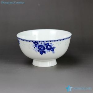 RZHY02-M    Flower scent mark anti-scald high heel blue white ceramic bowl