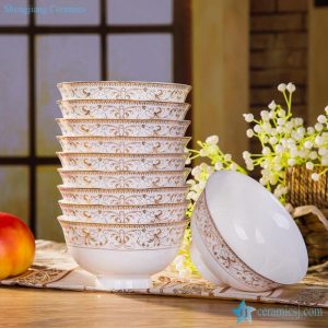 RZHY02-R   Golden rim fine bone china high heel porcelain household dinner sets