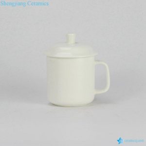 RZIA01   400cc custom logo print available pure white ceramic portable water cup with handle