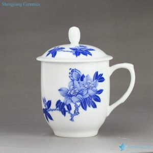 RZIC03-D  Gardenia design eco-friendly blue and white ceramic cup
