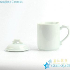 RZIC04     Hot item Celadon glaze solid color simply style pure porcelain tea mug with lid