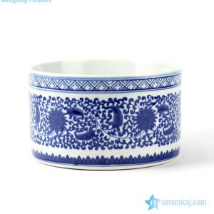 RYCI36     Hand paint blue and white floral mark round ceramic pot
