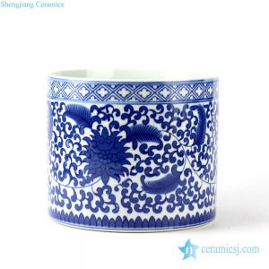 RYCI37   Blue and white floral mark tubular ceramic pot