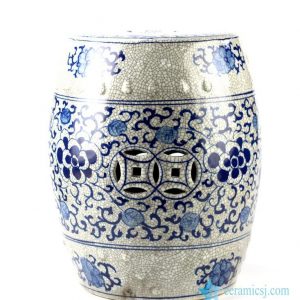 RYYV04    Crackle glaze blue and white hand paint floral pattern antiquity ceramic bathroom stool