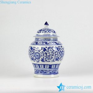 RZBG12        Hand paint blue and white hand paint floral pattern ceramic food jar