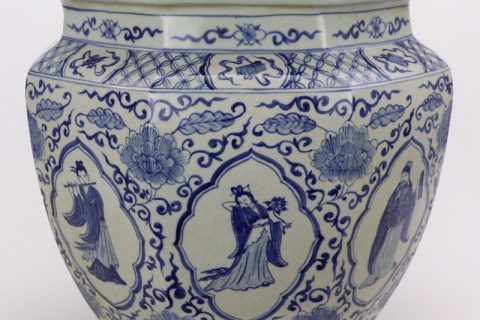 RZFH05     Ancient Qing Dynasty reproduction blue and white handicraft the Eight Immortals  pattern ceramic vat