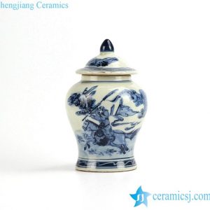 RZIQ02-old    Antique old style the Three Kingdom Guan Yu pattern porcelain ginger jar