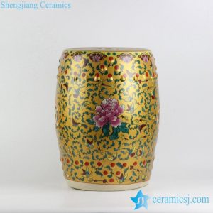 RYKB141-A/B/C/D   Peony butterfly pattern royal colorful series of ceramic drum stools