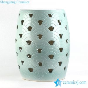 RYNQ193   Hot sale mint green ocean feeling scale engraved pattern pierced bathroom unique ceramic stool