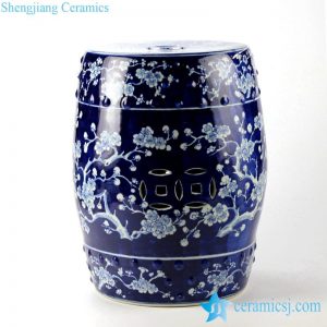 RYWG04   Blue and white high quality hand paint winter sweet pattern ceramic Asian barrel stool